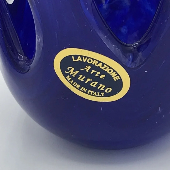 Lavorazione Arte Murano vintage cobalt blue glassware from Italy - Picture 4 of 5